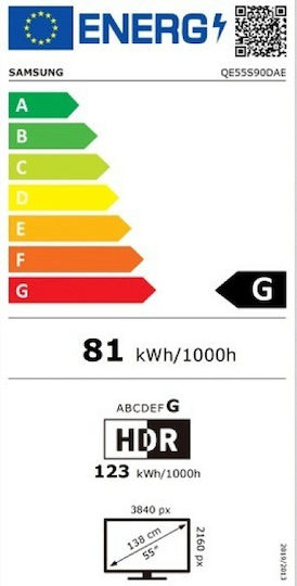 Samsung Smart Τηλεόραση 55" 4K UHD OLED S90D HDR (2024) QE55S90DAEXXH
