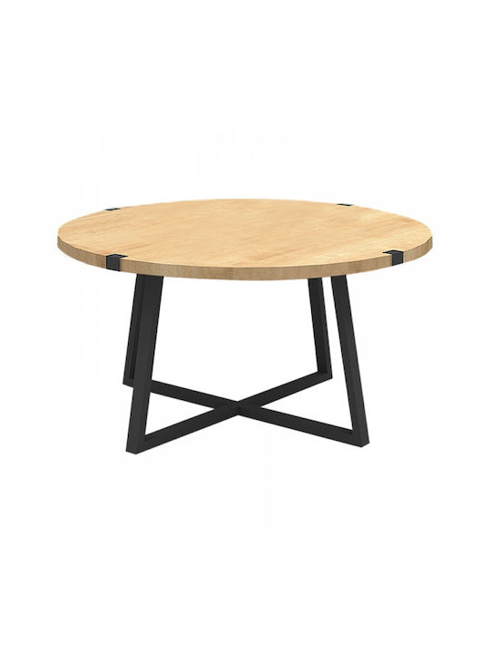 Round Central Coffee Table Mauricio Wooden Black / Sonoma L78xW78xH43cm