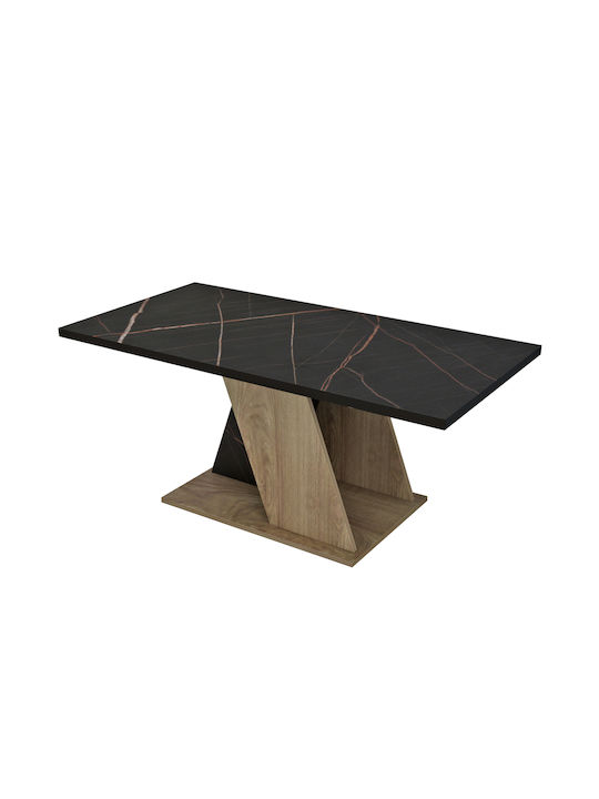 Rectangular Central Coffee Table Dile Wooden Natural-Black W110xD55xH47cm