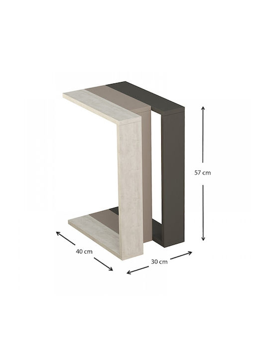 Rectangular Side Coffee Table Muju Wooden Open Mocha White Antique Anthracite W30xL40xH57cm
