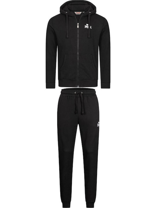 Ανδρικό Βαμβακερό Σετ Φόρμα & Ζακέτα Lonsdale Croachy Regular Fit Black White