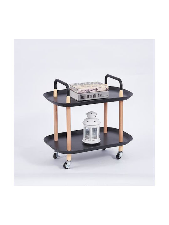 Side Table with Wheels Black