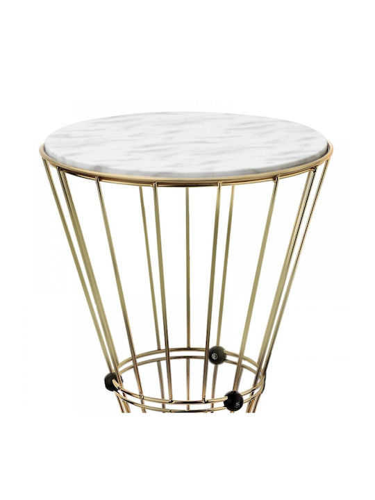 Round Side Coffee Table Girene Metal Gold - White W32xL32xH58cm