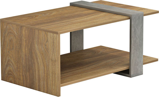 Rechteckiger Zentraler Kaffeetisch Wilma Holz Natur-Grau M80xB50xH35cm