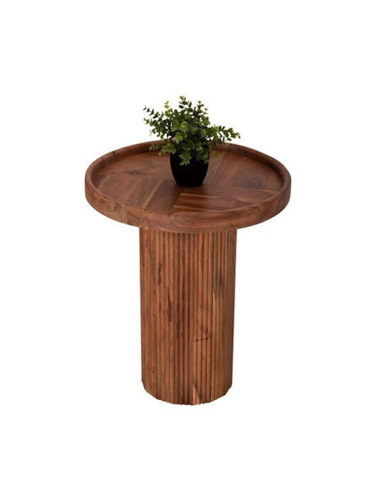 Round Side Table Rajjeh from Solid Wood Acacia / Natural L50xW50xH60cm.