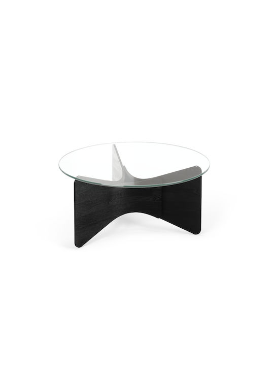 Round Central Coffee Table Madera Glass Black W84xL84xH38cm