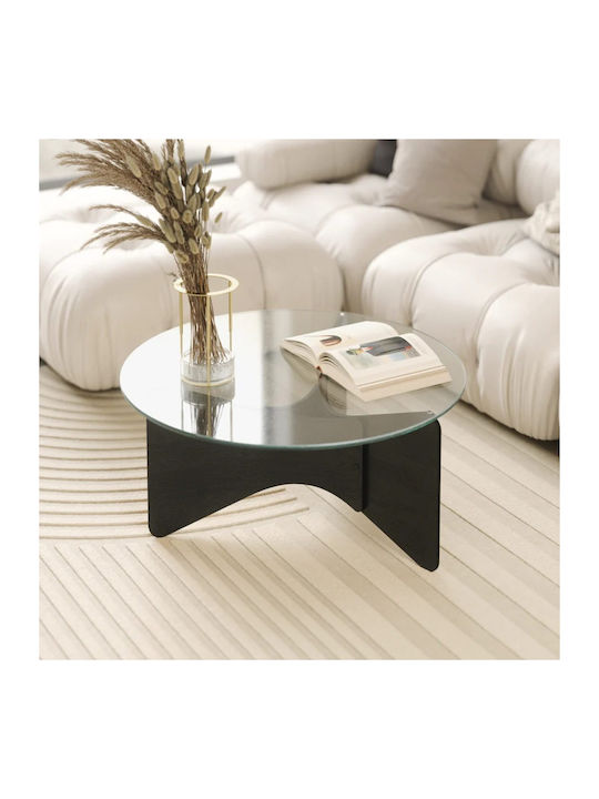 Round Central Coffee Table Madera Glass Black W84xL84xH38cm