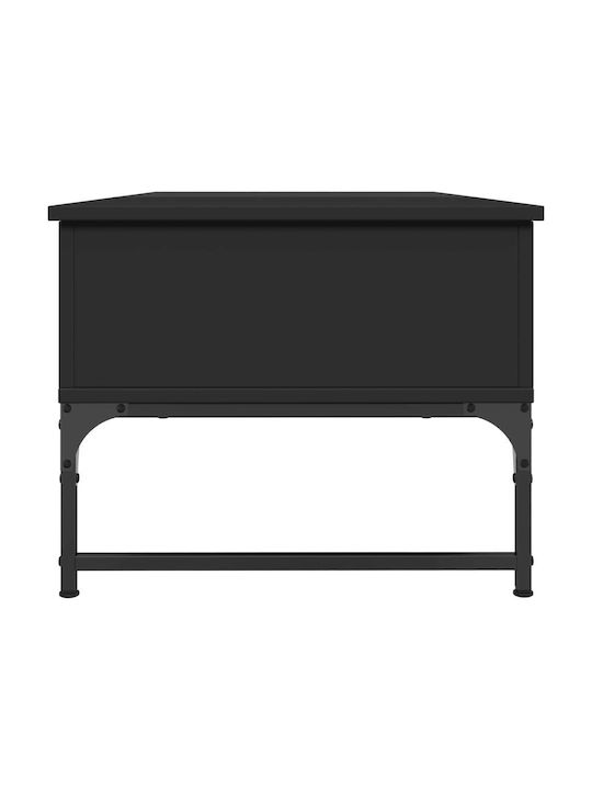 Central Rectangular Wooden Coffee Table with Lifting Mechanism Black M100xP50xH40cm