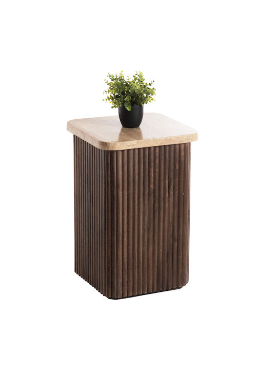 Square Side Coffee Table Gladys Made of Solid Brown Wood W40xL40xH60cm