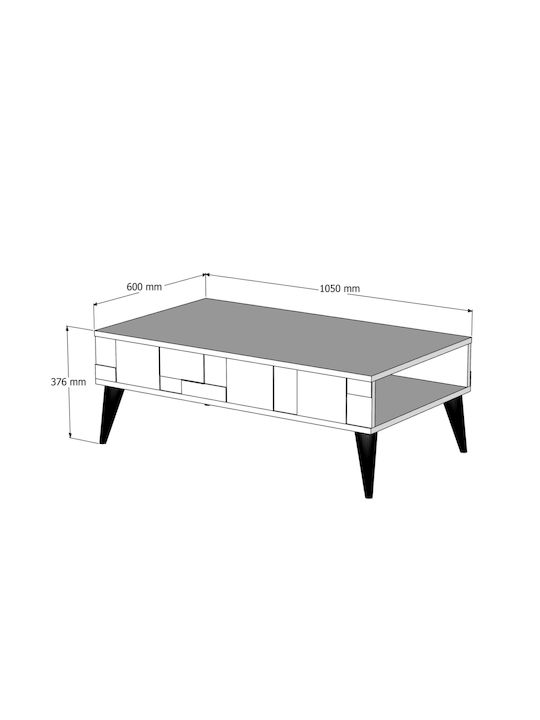 Rechteckig Couchtisch Karydi-Mavro L105xB60xH37cm