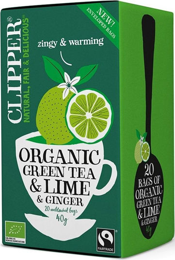 Clipper Grün Tee 20 Beutel 40gr 1Stück mit Aroma Limette und Ingwer