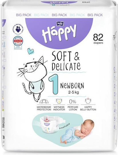 Bella Happy Памперси с лента Soft & Delicate New № 1 за 2-5kg 82бр
