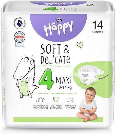 Bella Happy Памперси с лента Soft & Delicate Maxi № 4 за 8-14kg 14бр