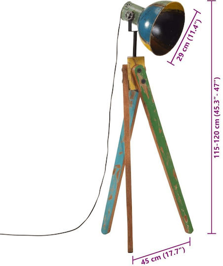 vidaXL Floor Lamp H120xW45cm. with Socket for Bulb E27 Multicolour