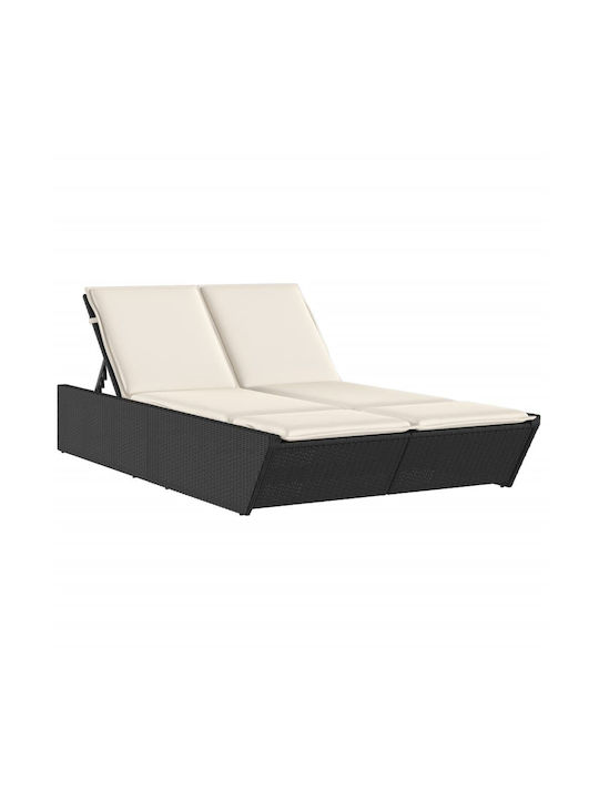 Ξαπλώστρα Διπλή Rattan με Μαξιλάρι 110x200εκ.