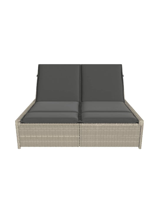 Ξαπλώστρα Διπλή Rattan με Μαξιλάρι Γκρι 110x200εκ.