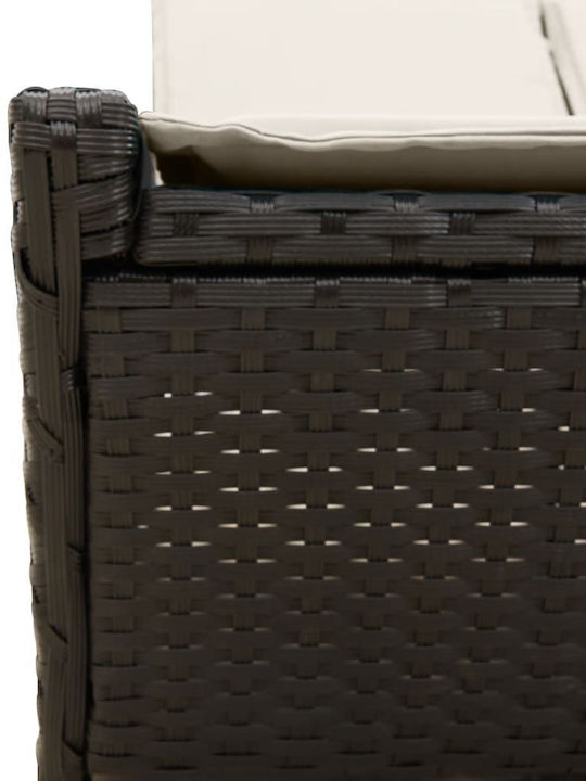 Ξαπλώστρα Διπλή Rattan με Μαξιλάρι Μαύρη 110x200εκ.