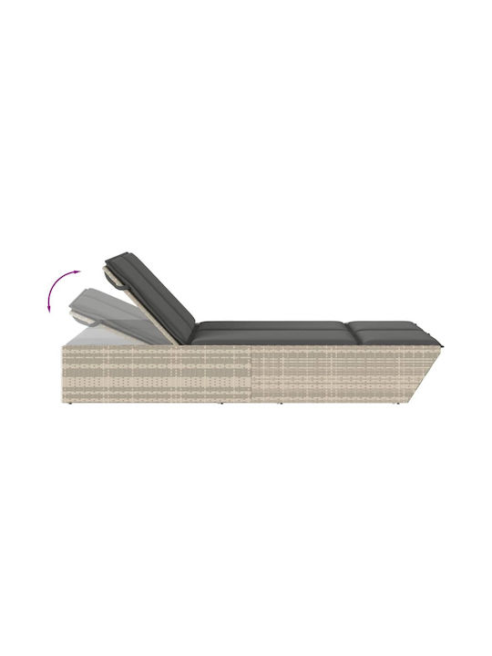 Ξαπλώστρα Διπλή Rattan με Μαξιλάρι Γκρι 110x200εκ.