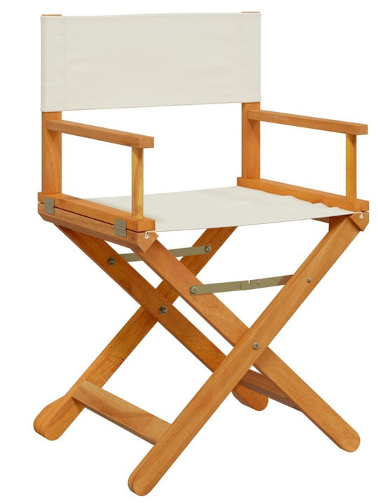 Regiestuhl Hölzernes Cream mit Kissen 2Stück 53x47x90εκ.