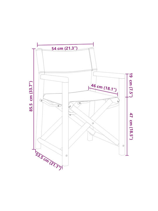 Director's Chair Wooden Grey 2pcs 54x53.5x85.5cm
