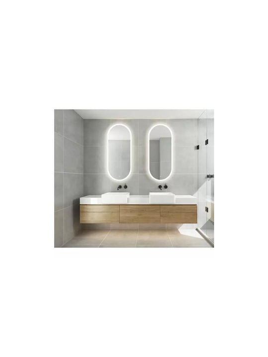 Oval Oglindă de Baie Lumini LED Atingere 45x105cm Alb