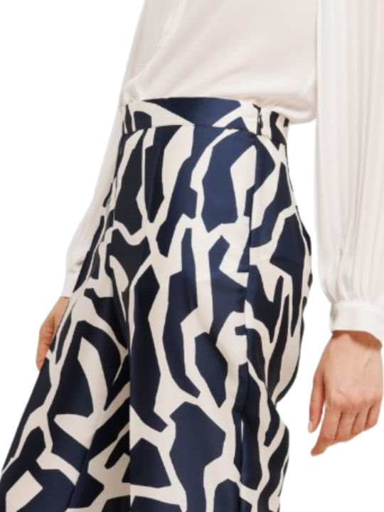 Women's Fabric Trousers Relaxed Fit Blue/White