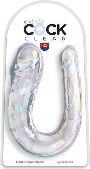 King Cock Dildo dublu Transparent 33cm