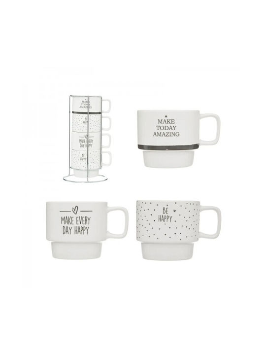 Secret de Gourmet Set Căni Maro De ceramică Albe 220ml 4buc