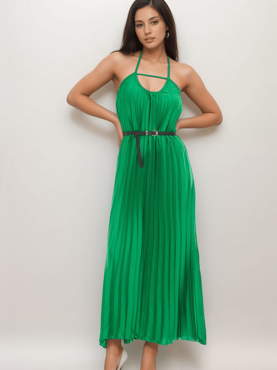 FN Fashion Maxi Rochie de Seară Satin Green