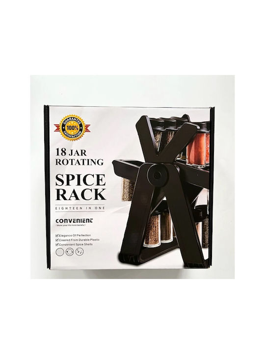 Spice Gewürzbehälter Glas auf drehbarem Ständer Schwarze 1Stück 1Stück