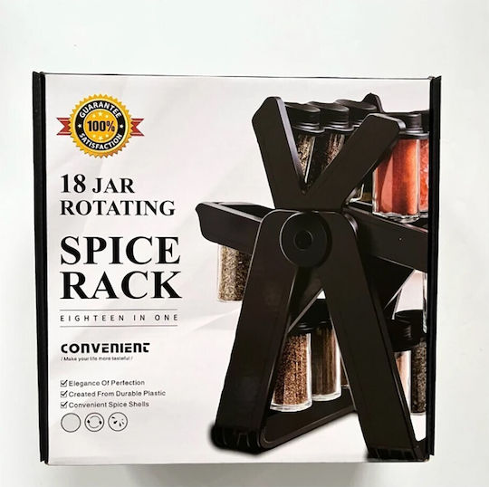 Spice Glass Tabletop Rotating Spice Rack Black
