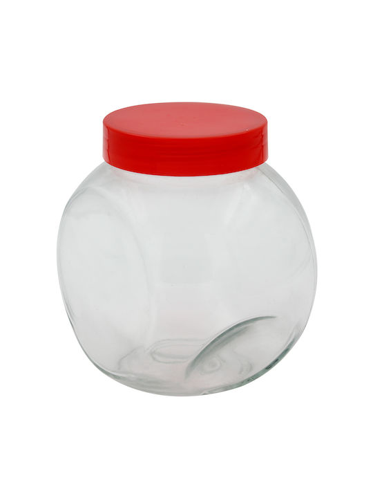 Keskor General Use Vase with Lid Glass Red 1700ml 1 Piece