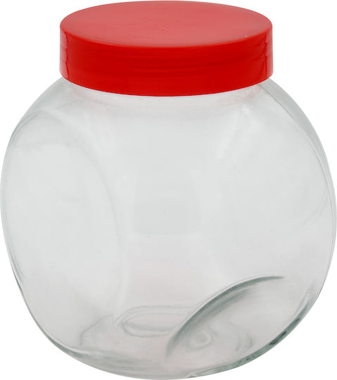 Keskor General Use Glass Vase with Lid Red 1700ml