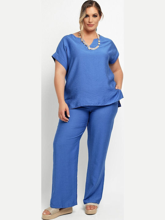 Femei Din material textil Pantaloni cu elastic Royal Blue