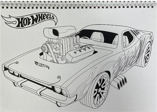 Gim Zeichenblock 23x33 cm 40 Blatt & Hot Wheels Aufkleber