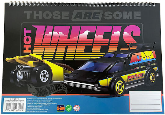 Gim Zeichenblock 23x33 cm 40 Blatt & Hot Wheels Aufkleber