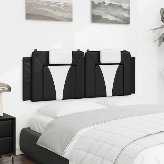 vidaXL Kopfstütze für Betten mit Leder Schwarz/Weiß 140cm