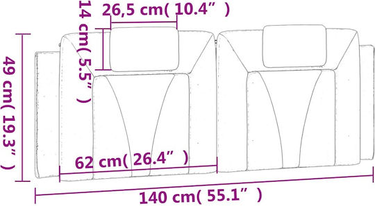 vidaXL Kopfstütze für Betten mit Leder Schwarz/Weiß 140cm
