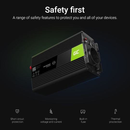 Green Cell Car Inverter 300W to Converter 12V DC in 230V AC with 1xUSB