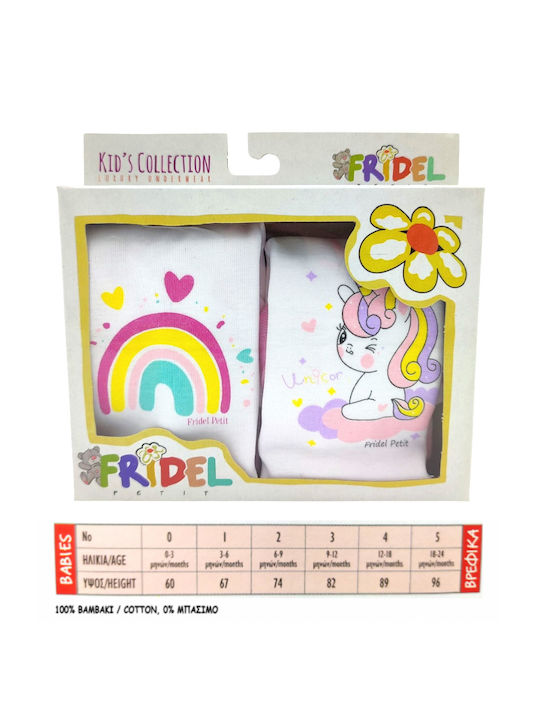 Fridel Petit Set 2pcs. One-piece Underwear Long Sleeves/Unicorn White-Pink