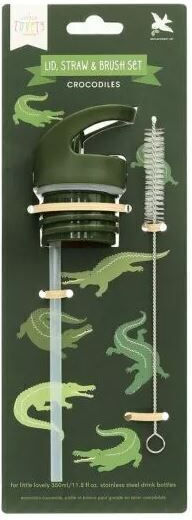 A Little Lovely Company Replacement Set Lid Straw Brush Crocodiles