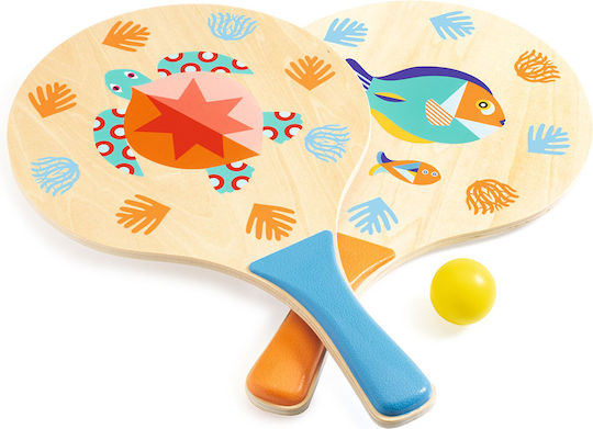 Djeco Beach Rackets Wooden Ball Case