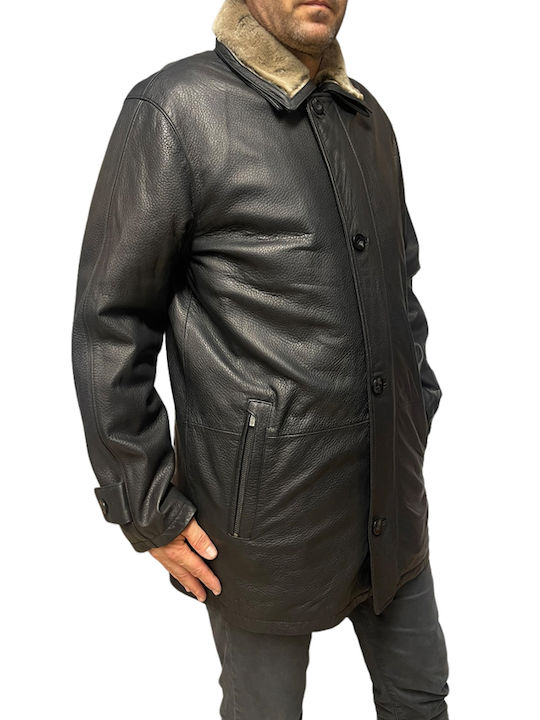 MARKOS LEATHER Ärmellos Herren Jacke Leder Schwarz