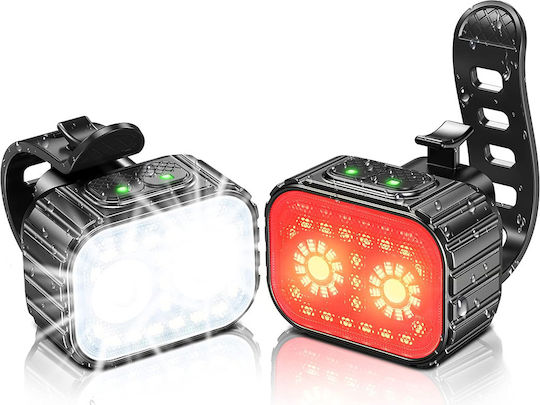 Bicycle Light Set Zola Front Rear Usb Ip65 Usb Type-c Cable Square Pattern 6 Lighting Modes