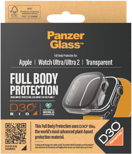 PanzerGlass Full Face Tempered Glass for the Apple Watch Ultra 49mm 1pcs 3688 Transparent / Black