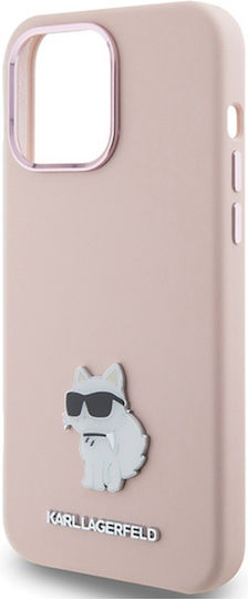 Karl Lagerfeld Choupette Metal Pin Back Cover Σιλικόνης Ροζ (iPhone 15 Pro)