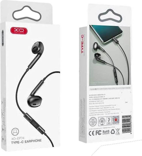 XO Ep74 Earbuds Handsfree Headphones with Connector USB-C Black