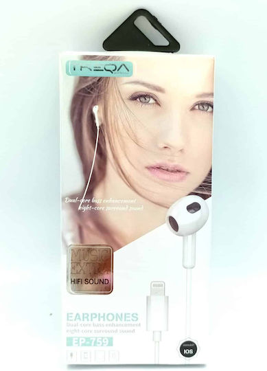 Treqa EP-759 Earbuds Handsfree με Βύσμα Lightning Λευκό
