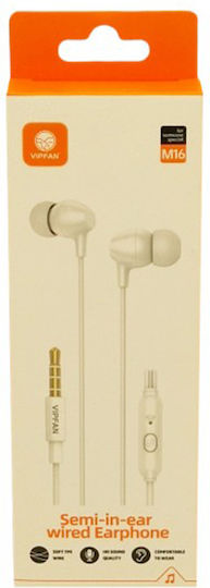 Vipfan M16 In-ear Handsfree με Βύσμα 3.5mm Λευκό