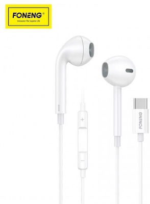 Foneng Earbuds Handsfree with USB-C Connector White